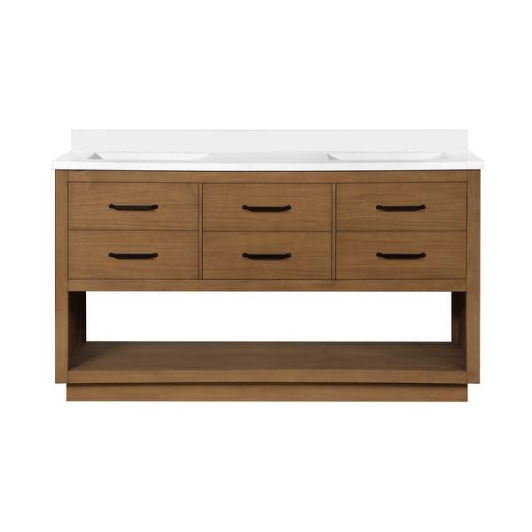 Ove Decors Carran 60" Free Standing Double Basin Vanity with Wood Bed